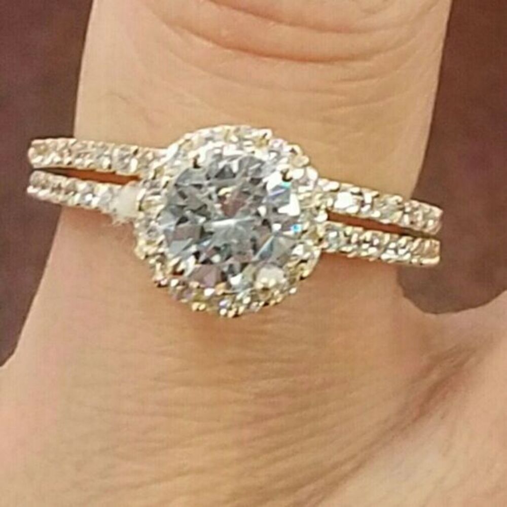14K Solid yellow Gold Engagement ring 5 6 7 8 9
